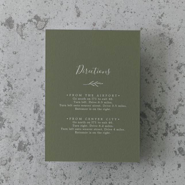 Minimal Leaf | Dark Green Directions Enclosure Card (Creator Uploaded)