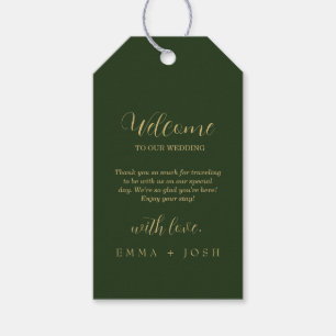 Minimal Leaf   Dark Green Formal Monogram Wedding Gift Tags