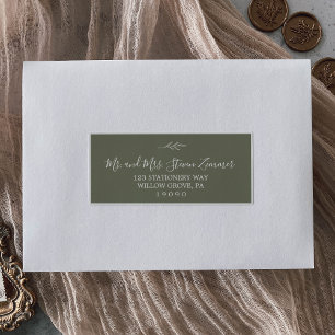 Minimal Leaf Dark Green Guest Address Labels