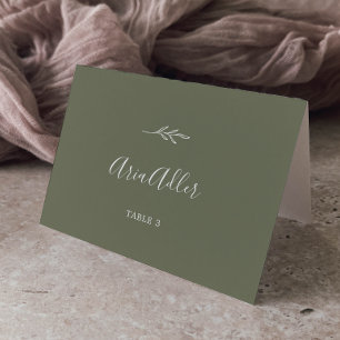 Minimal Leaf Dark Green Guest Name Place Cards