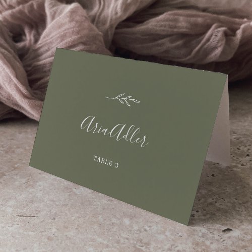 Minimal Leaf  Dark Green Guest Name Place Cards