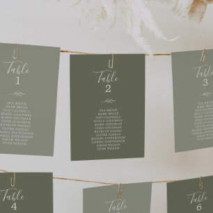 Minimal Leaf Dark Green Hanging Seating Chart Card