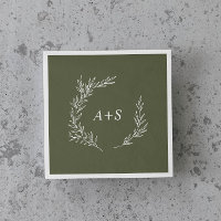 Minimal Leaf | Dark Green Monogram Wedding