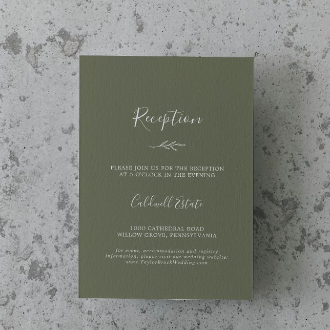 Minimal Leaf | Dark Green Reception Enclosure Card (Creator Uploaded)