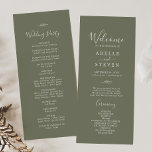 Minimal Leaf | Dark Green Wedding Program<br><div class="desc">This minimal leaf dark green wedding program is perfect for a boho wedding. The design features a simple greenery leaf silhouette in olive green with minimalist mountain bohemian style. Include the name of the couple, the wedding date and location, thank you message, order of service, wedding party and an optional...</div>