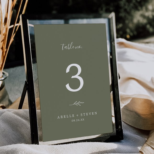 Minimal Leaf | Dark Green Wedding Table Number (Creator Uploaded)