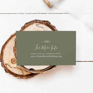Minimal Leaf   Dark Green Wedding Website Enclosure Card