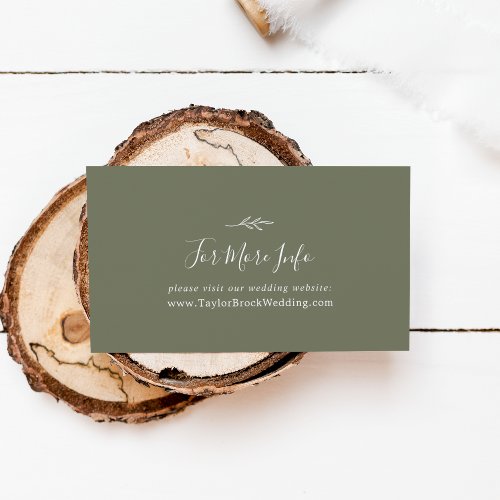 Minimal Leaf  Dark Green Wedding Website Enclosure Card