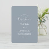 Minimal Leaf | Dusty Blue Baby Shower Invitation (Standing Front)