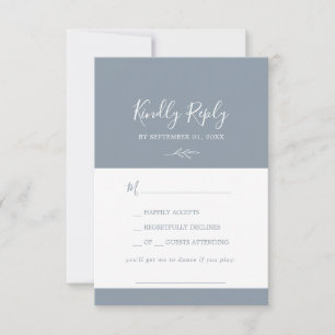 Minimal Leaf Dusty Blue Background Song Request RSVP Card