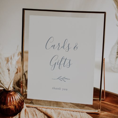 Minimal Leaf  Dusty Blue Cards and Gifts Sign