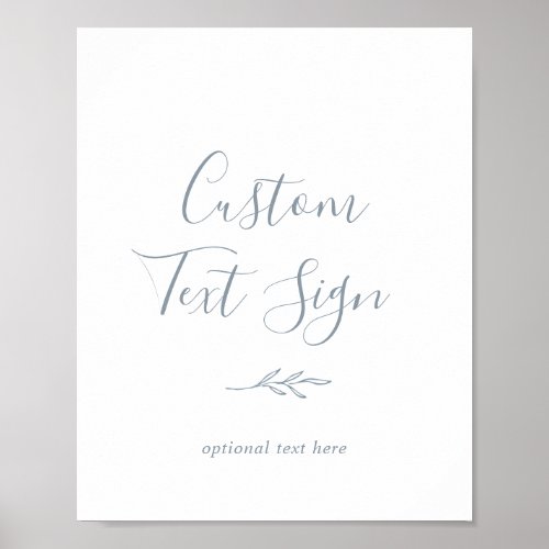 Minimal Leaf  Dusty Blue Custom Text Sign