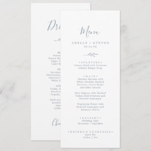 Minimal Leaf Dusty Blue Dinner and Drinks Menu