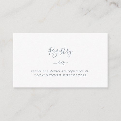 Minimal Leaf  Dusty Blue Gift Registry Enclosure Card