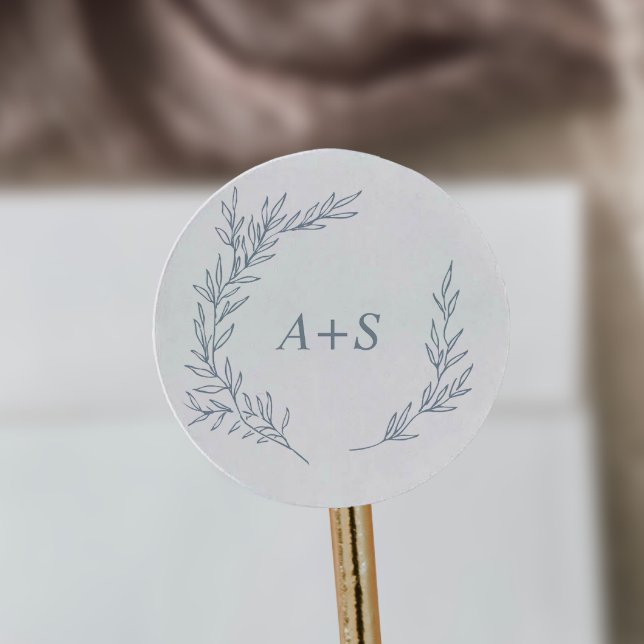 Minimal Leaf | Dusty Blue Monogram Envelope Seals (Creator Uploaded)