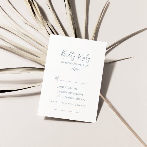 Minimal Leaf  Dusty Blue Song Request RSVP Card