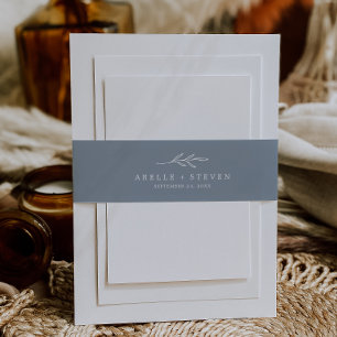 Minimal Leaf Dusty Blue Wedding Belly Band