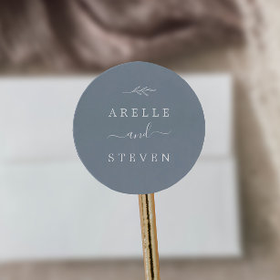 Minimal Leaf   Dusty Blue Wedding Envelope Seals