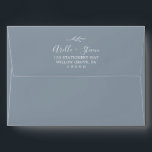 Minimal Leaf | Dusty Blue Wedding Invitation Envelope<br><div class="desc">This minimal leaf dusty blue wedding invitation envelope is perfect for an elegant wedding. The design features a simple greenery silhouette in light slate blue with classic minimalist style. Personalize the envelope flap with your return address. These envelopes can also be used for a bridal shower, rehearsal dinner, or any...</div>