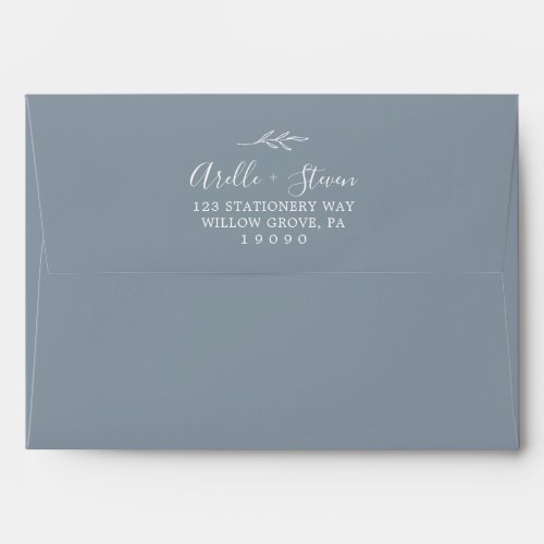 Minimal Leaf | Dusty Blue Wedding Invitation Envelope