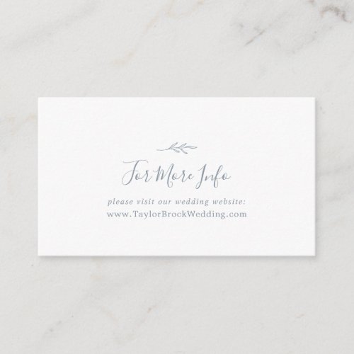 Minimal Leaf  Dusty Blue Wedding Website Enclosure Card