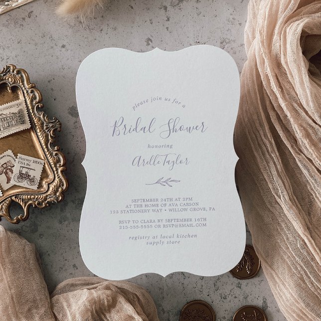 Minimal Leaf | Dusty Purple Bridal Shower Invitation (Creator Uploaded)