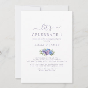Minimal Leaf Dusty Purple "Let's Celebrate" Invitation