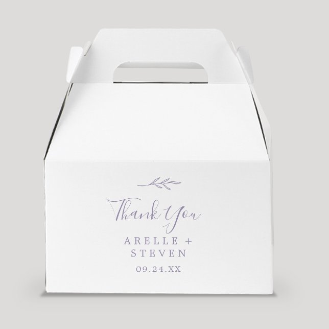 Minimal Leaf | Dusty Purple Thank You Wedding Favor Boxes (Creator Uploaded)