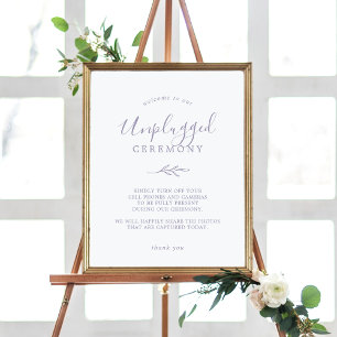 Minimal Leaf Dusty Purple Unplugged Ceremony Poster