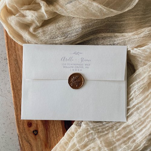 Minimal Leaf  Dusty Purple Wedding Invitation Envelope