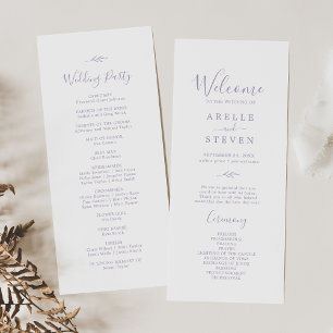 Minimal Leaf   Dusty Purple Wedding Program