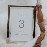 Minimal Leaf | Dusty Purple Wedding Table Number<br><div class="desc">This minimal leaf dusty purple wedding table number is perfect for a boho wedding. The design features a simple greenery silhouette in light lavender purple with classic minimalist style. The card prints on the front and back (double-sided). Items are printed exactly as they appear on your screen when you add...</div>