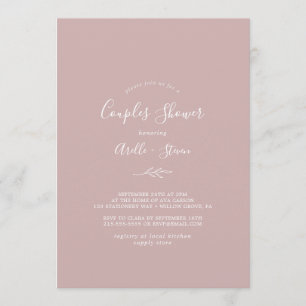 Minimal Leaf Dusty Rose Couples Shower Invitation