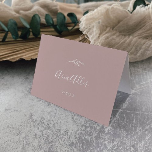 Minimal Leaf  Dusty Rose Guest Name Place Cards