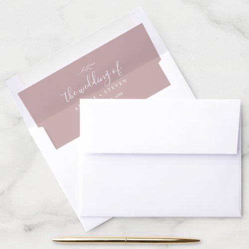 Minimal Leaf | Dusty Rose Wedding Envelope Liner