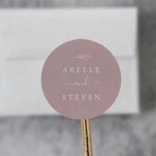 Minimal Leaf Dusty Rose Wedding Envelope Seals