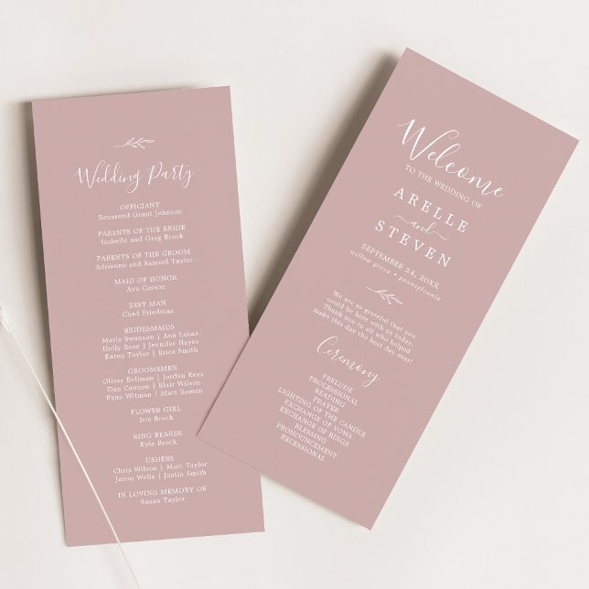 Minimal Leaf | Dusty Rose Wedding Program (Creator Uploaded)