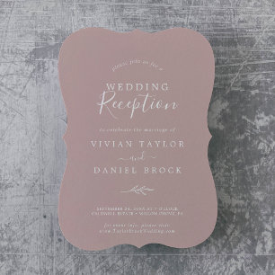 Minimal Leaf Dusty Rose Wedding Reception Invitation