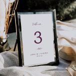 Minimal Leaf | Eggplant Wedding Table Number<br><div class="desc">This minimal leaf eggplant wedding table number is perfect for a boho wedding. The design features a simple greenery leaf silhouette in a romantic dark purple color with minimalist bohemian garden style. The card prints on the front and back (double-sided). Items are printed exactly as they appear on your screen...</div>