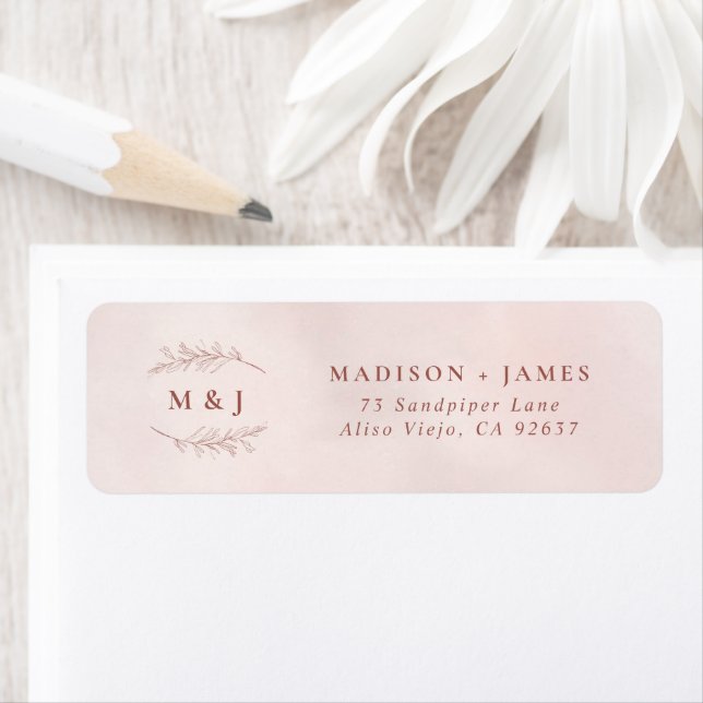 Minimal Leaf Elegant Wedding Return Address Label (Insitu)