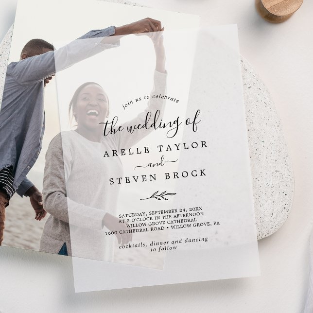 Minimal Leaf Fancy Modern Simple Botanical Wedding Vellum Invitations (Minimal Leaf Fancy Modern Simple Botanical Wedding Vellum Invitations)