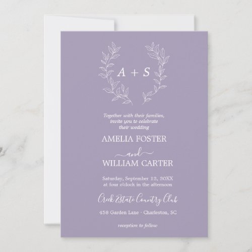 Minimal Leaf | Formal Monogram Wedding Invitation