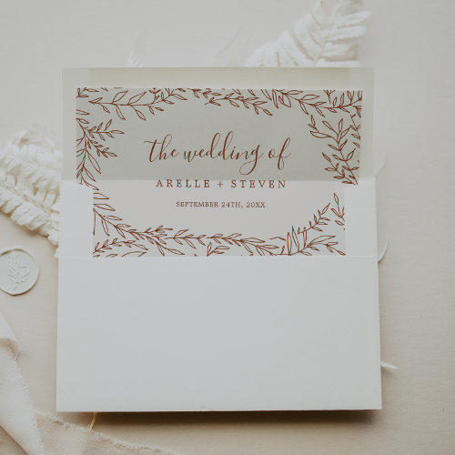 Minimal Leaf Frame | Boho Cream Wedding Envelope Liner