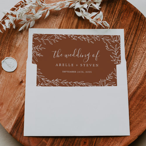 Minimal Leaf Frame | Terracotta Wedding Envelope Liner
