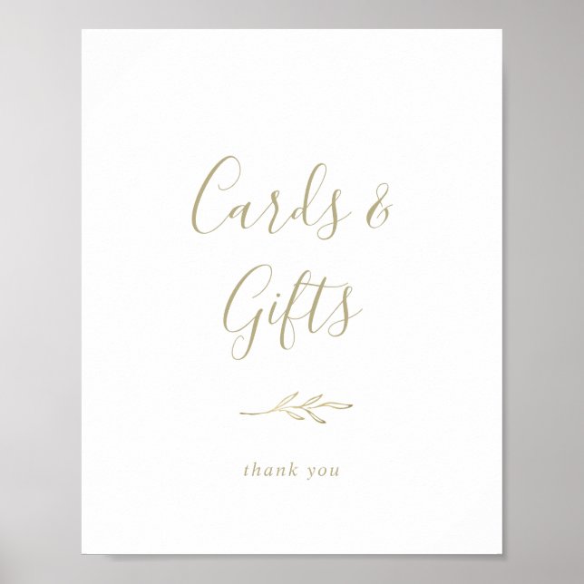 Minimal Leaf | Gold Cards and Gifts Sign (Front)