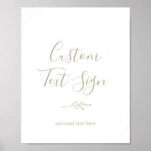 Minimal Leaf Gold Custom Text Sign
