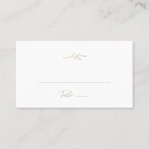 Minimal Leaf | Gold Flat Wedding Place Card