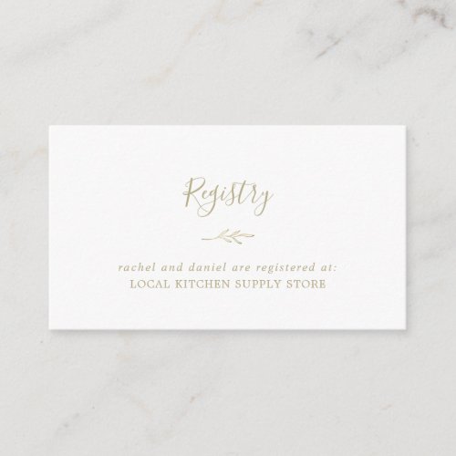 Minimal Leaf  Gold Gift Registry Enclosure Card