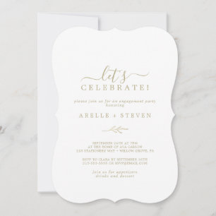 Minimal Leaf Gold Let's Celebrate Invitation