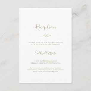 Minimal Leaf Gold Reception Insert Card